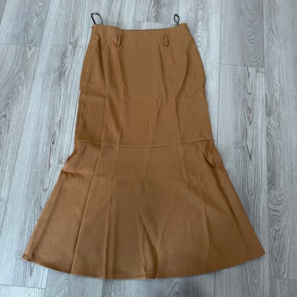Commense Minimalist Chic Lady Elegant Brown Cottage Skirt Large - Picture 2 of 8